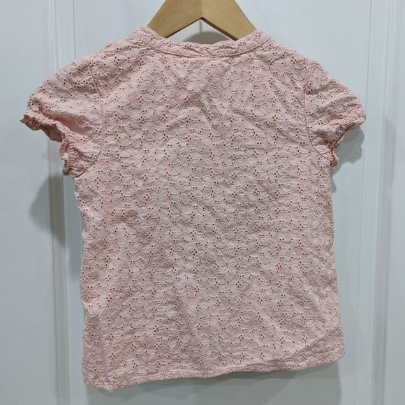 Mini Boden Pink Eyelet Blouse Shirt Top Spring Summer Girls Size 7 8 - Picture 3 of 5